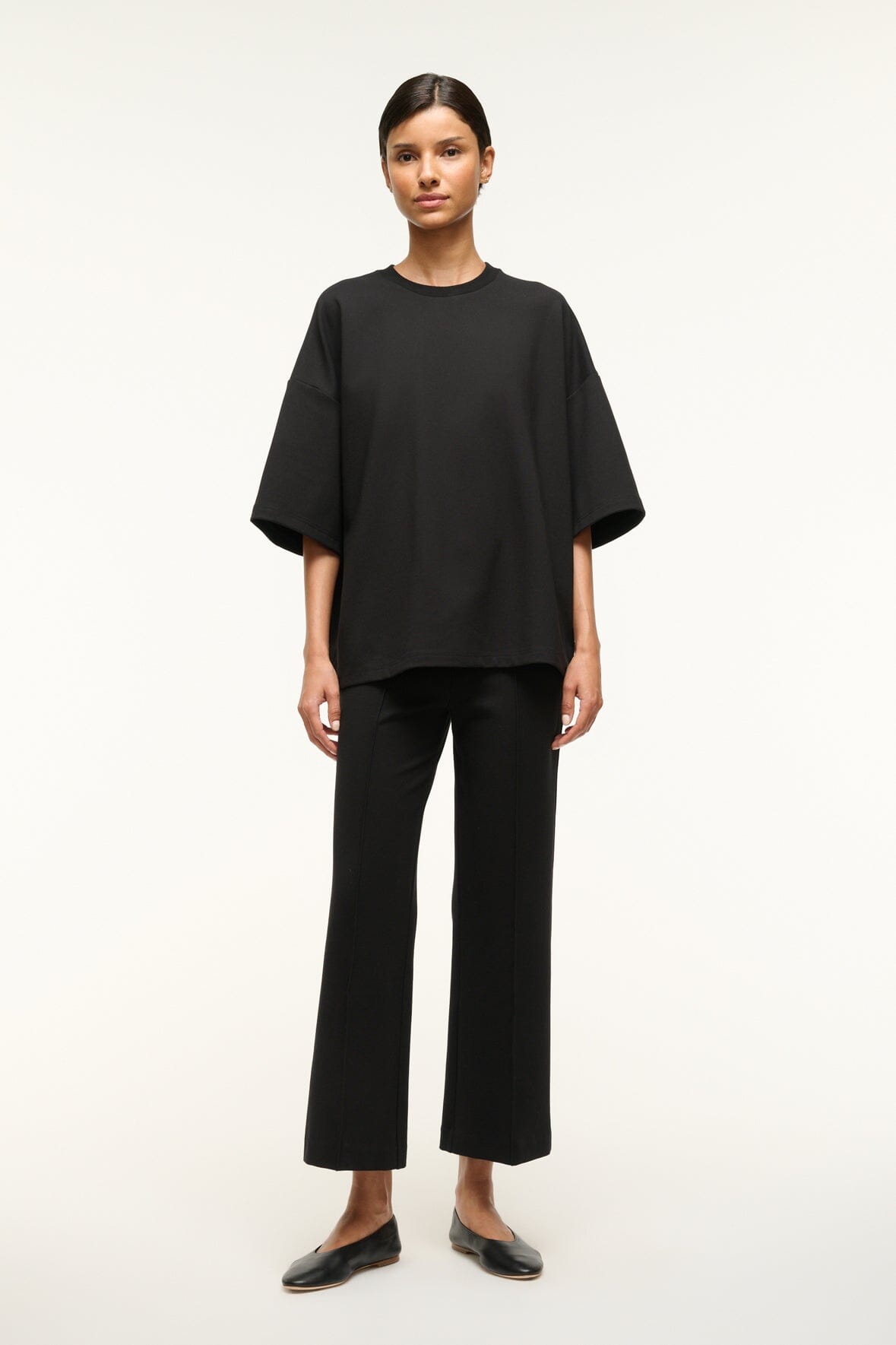 KNACK black high-rise wide-leg pants with straight, relaxed legs