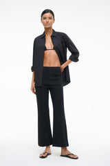 KNACK black wide-leg trousers with high waist and tapered hem line