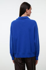 Hudson Cashmere cashmere sweater with stand collar, cobalt blue