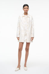 HALTON ivory jacket with pointed collar and button front, long sleeves, tailored shape