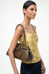 Truffle Maude shoulder bag in brown leather with top handles and front flap