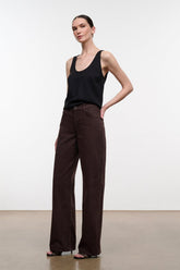 Dark brown wide-leg DEAN jeans with high rise and relaxed straight-to-flare legs