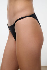 Black string bikini bottom with high-cut sides