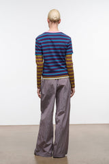 Wide-leg pants with elastic waistband and relaxed drape, zinc-gray