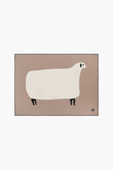 Sheep motif throw blanket in truffle taupe with cream sheep design