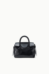 Maude mini carryall bag, black croc-embossed finish, top handle, side tassel detail