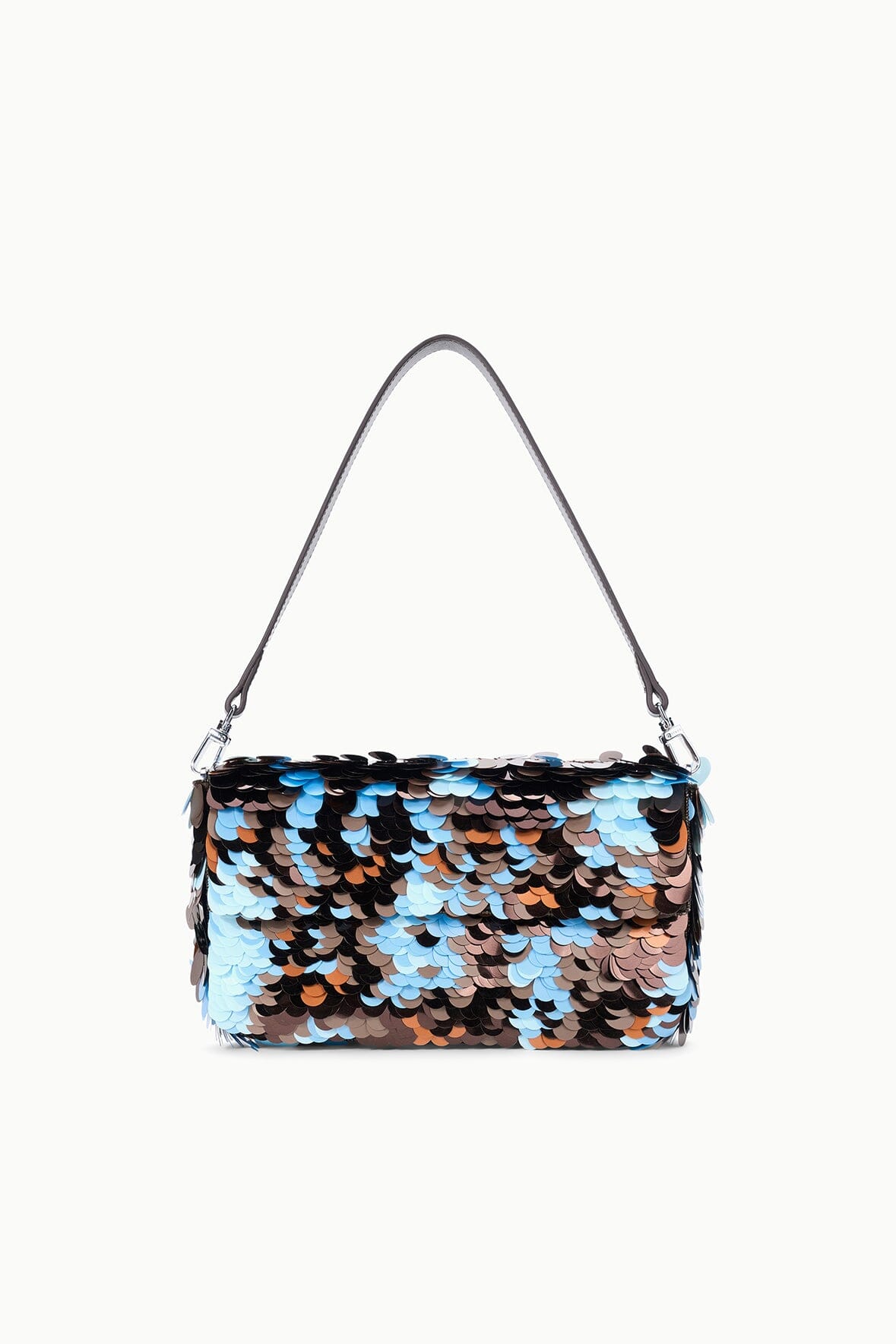 TIMMY convertible shoulder bag with top handle and blue-black sequin front