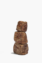 Organic rock candlestick set with three stacked rough stone candle holders
