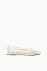 Light cream paper netting ballet flat with knit-mesh texture and cushioned lining.