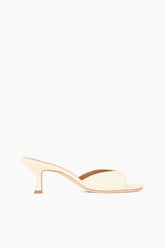 Cream leather mule with slender low heel