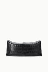 Black croc-embossed EVE clutch with front logo and top zip