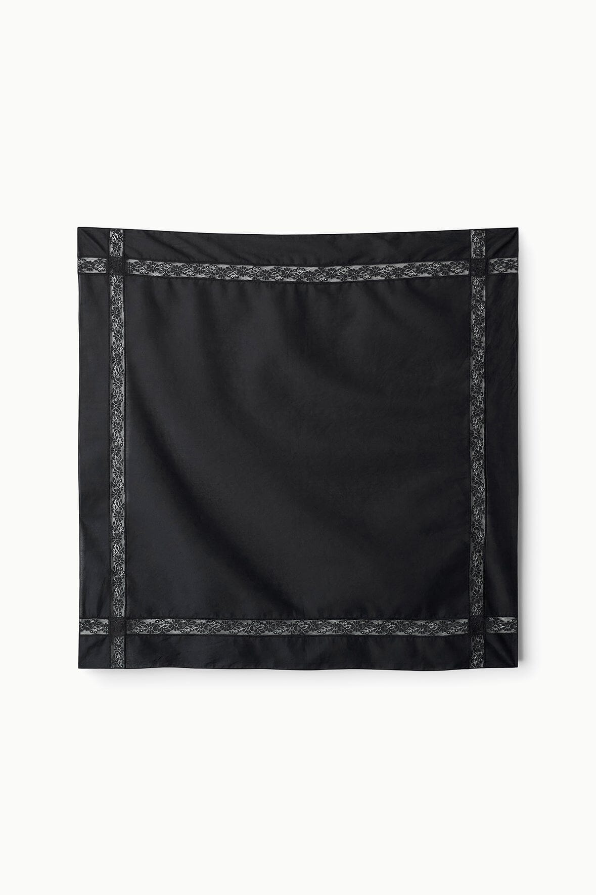 Black headscarf square with patterned border trim