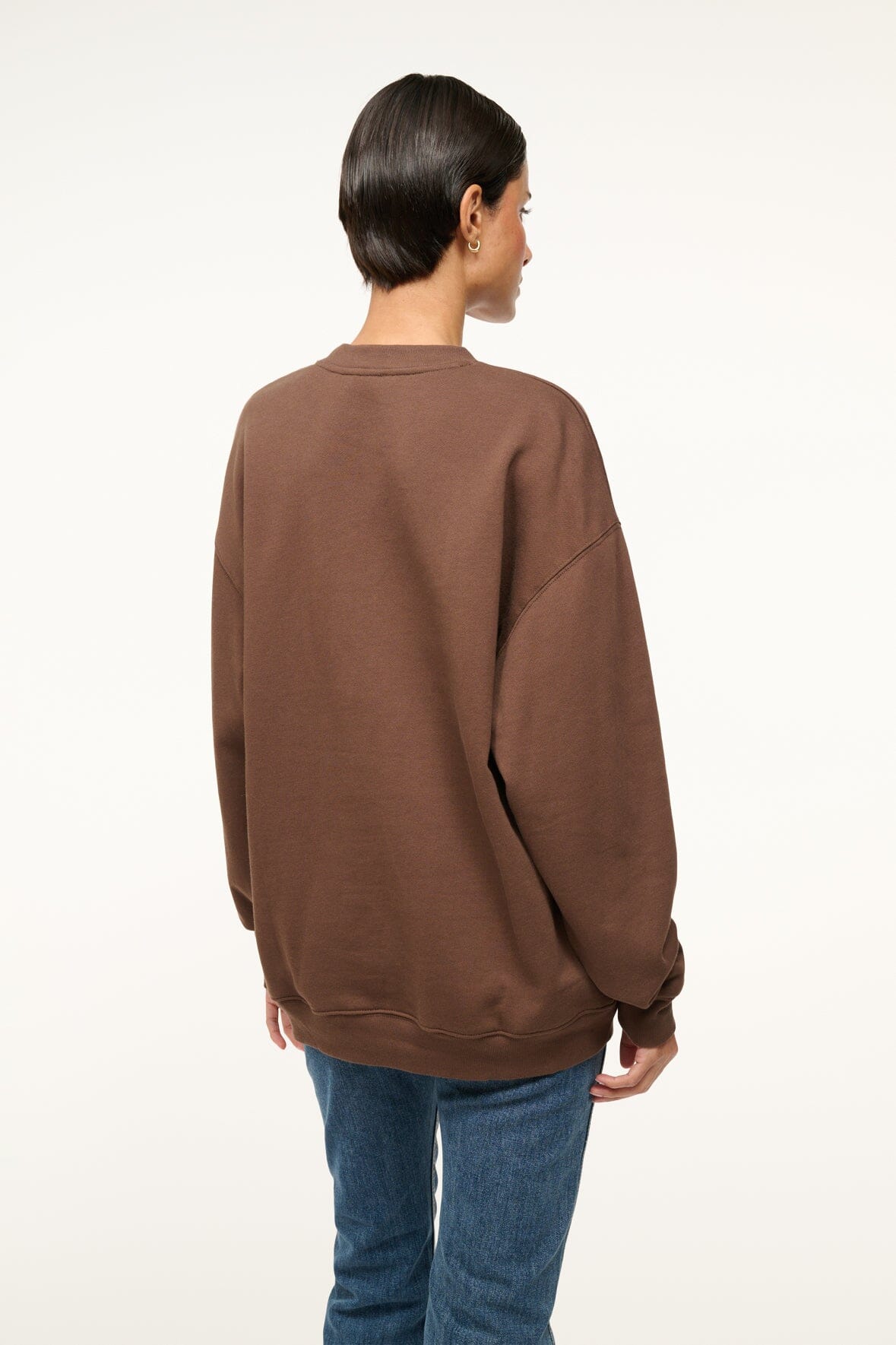 Brown oversized crewneck sweatshirt back view