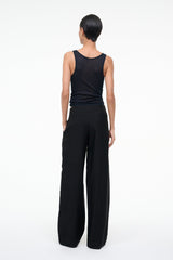 Black wide-leg trousers with smooth back and full-length relaxed fit