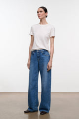 Relaxed-fit vintage wash jeans, wide leg, straight silhouette