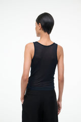 Black sleeveless tank top, scoop back