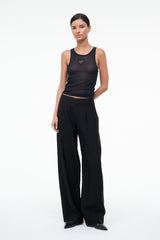 Black sleeveless tank top with scoop neck and racerback