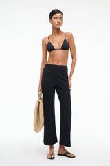 KNACK black wide-leg trousers with high waistband and long straight legs