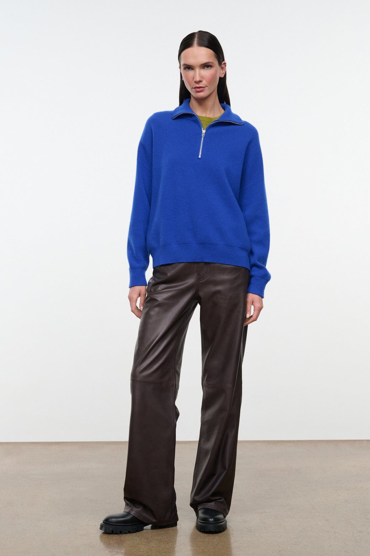 Hudson Cashmere cashmere half-zip sweater, cobalt blue
