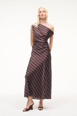 BRIGITTE high wedge sandals with striped maxi dress, open toe, wedge heel