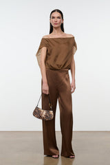 Fawn haircalf hobo shoulder bag with speckled spots and black short strap
