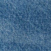 Blue denim fabric swatch with textured weave and light wash.