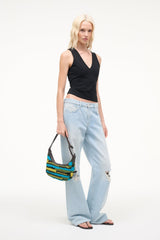 Black sleeveless V-neck tank top, slim waist fit