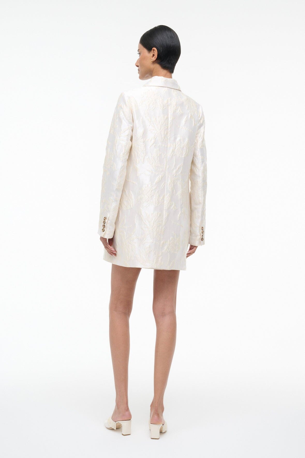 HALTON ivory jacket back view, long sleeves and button details