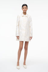 HALTON ivory jacket with button front, pointed collar and long sleeves, straight fit