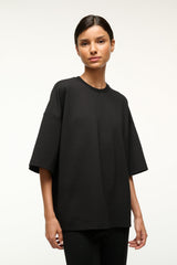 Black capsule top, loose crew neck and short sleeves