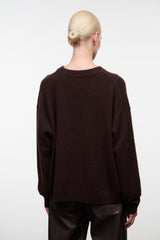 SERRANO CASHMERE RELAXED CREW | DARK CHOCOLATE DARK CHOCOLATE / XS