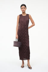 Mini mesh tote with top handles, espresso-brown sheer mesh
