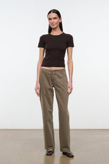 Greige straight-leg jeans with five-pocket front and belt loops