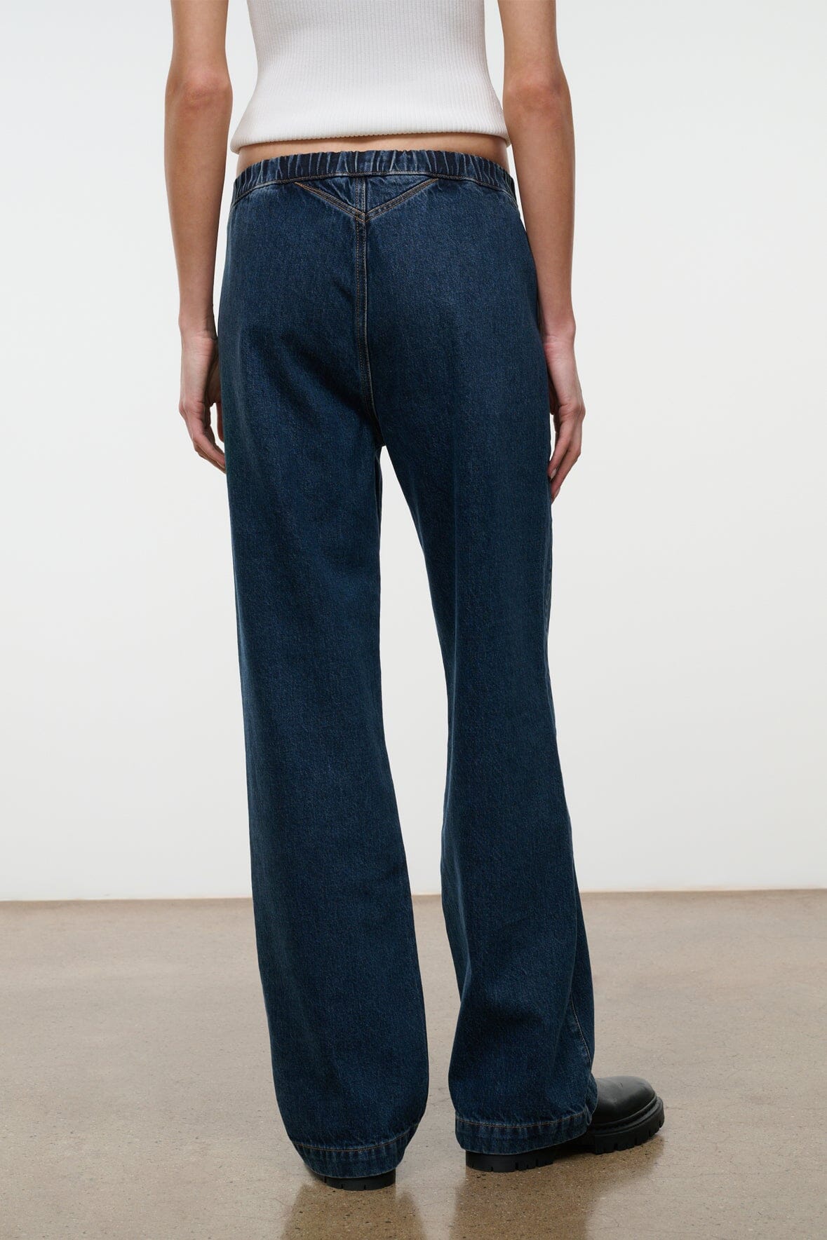 NOAH Heritage jeans in dark indigo denim, wide straight leg, belt loops