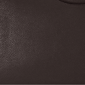 Espresso brown pebbled leather texture on carryall bag.