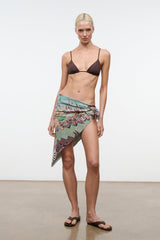 CECILE scarf waist wrap with teal and multicolor print, draped panels