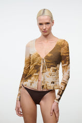 Dark chocolate string bikini bottom with narrow sides