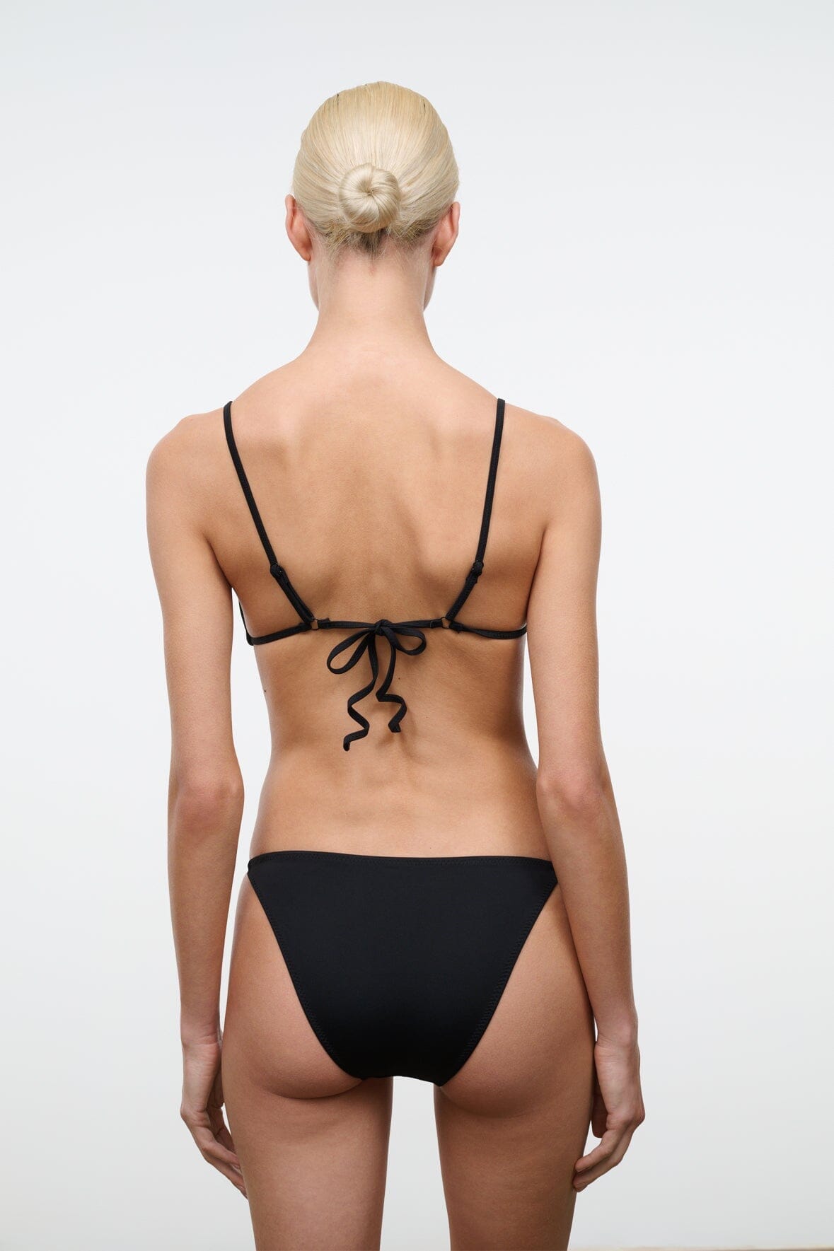 Black bikini bottom with adjustable string back ties