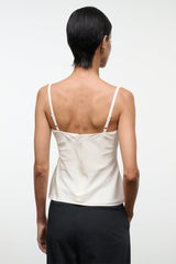 Ivory silk camisole top with thin back straps