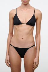 Black triangle-style bikini bottom with tie-side strings