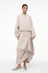 Fawn relaxed-fit zip jacket with stand collar and draped hem