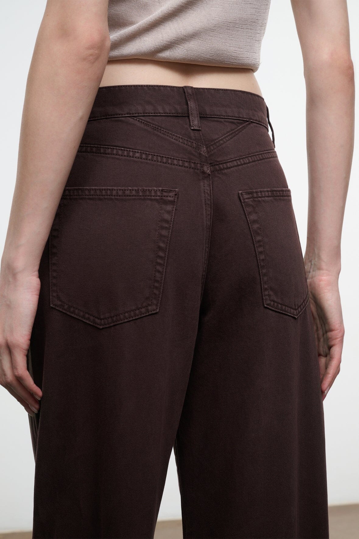 DEAN JEAN Earth dark brown jeans with front slash pockets and rear patch pockets