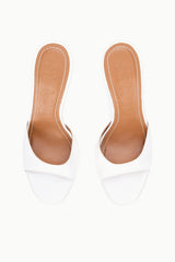 BRIGITTE high wedge sandals in ivory satin, open toe slip-on mule style