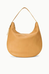 LEVI cashew tan hobo shoulder bag with curved open top and carry handles