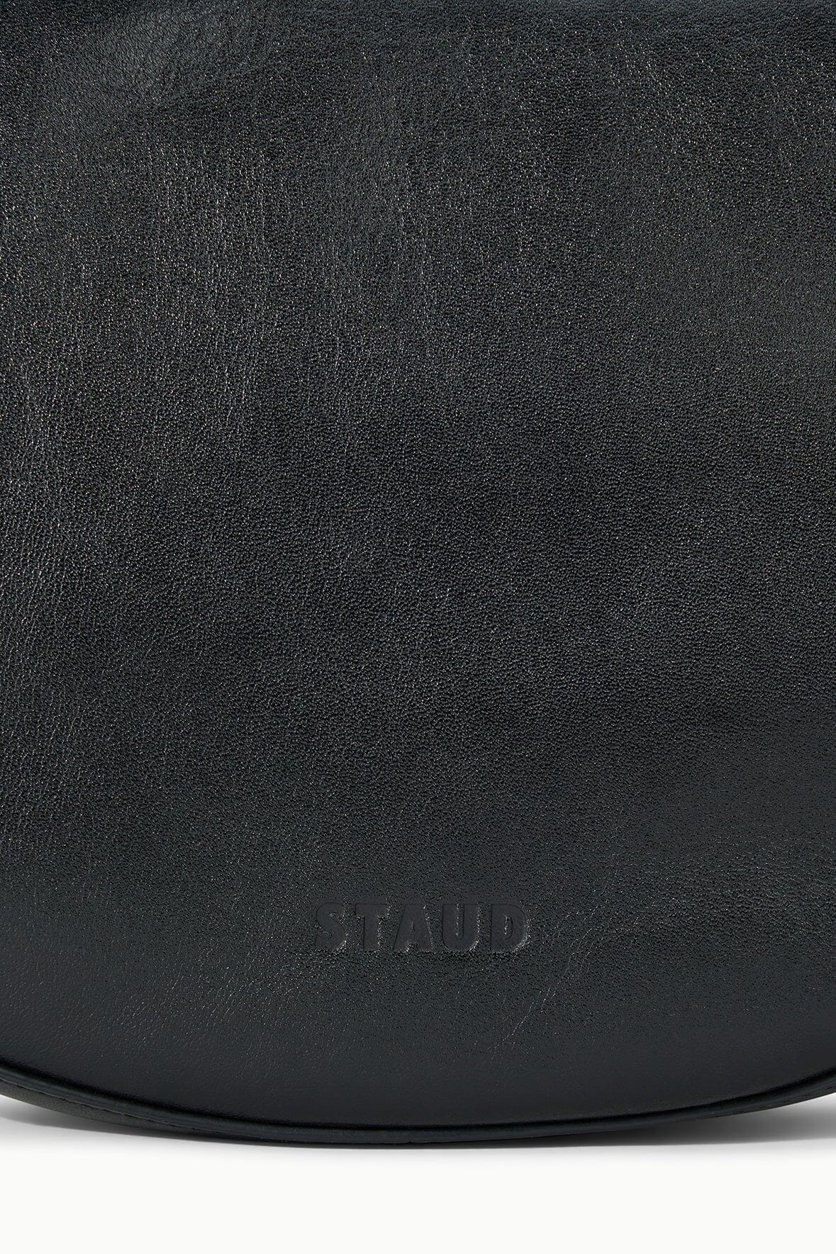 Black bag with embossed logo on front