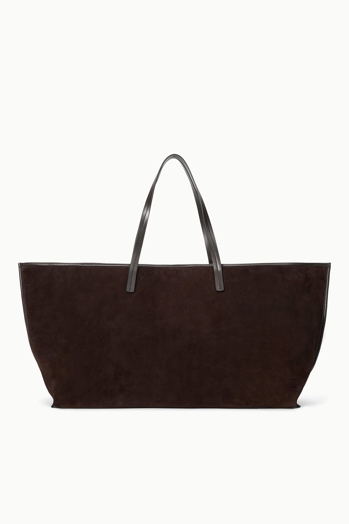 Brown suede large tote bag with two short handles