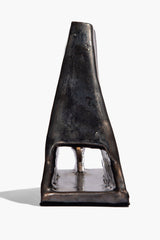 Ceramic pyramid incense holder, open top and interior holder for incense sticks