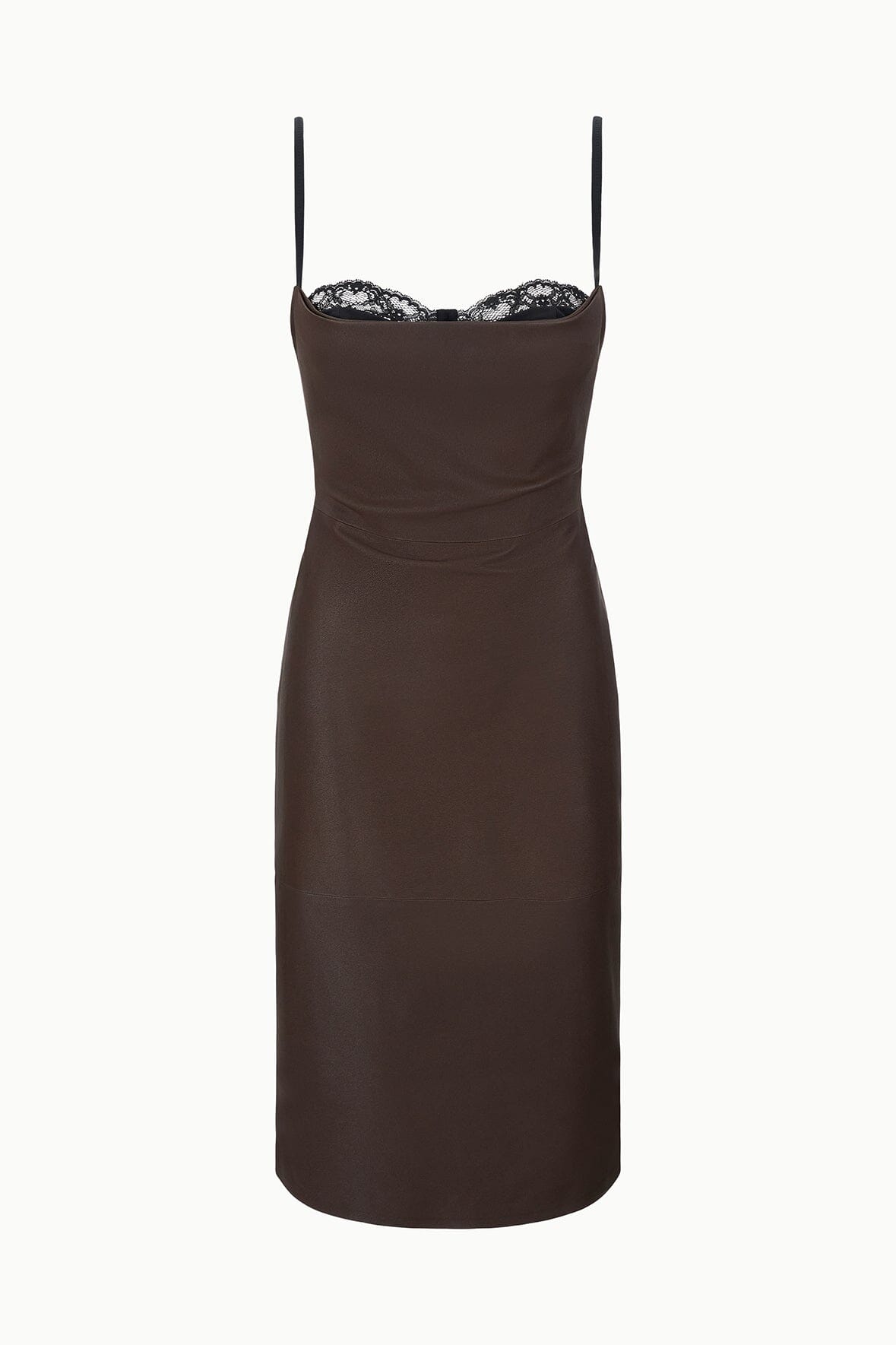 EVANGELINE LEATHER MIDI DRESS | EARTH