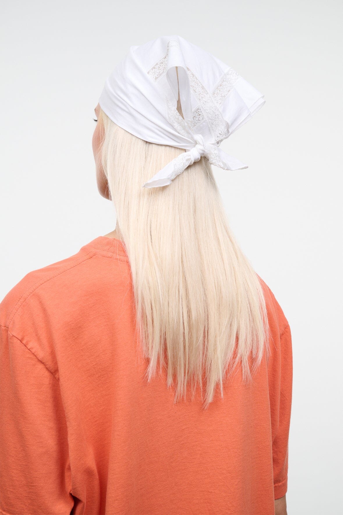 Ivory headscarf with bow-tie at the back, smooth wrap fabric