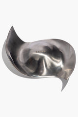 Silver metal ashtray with sculpted bowl and pointed rim